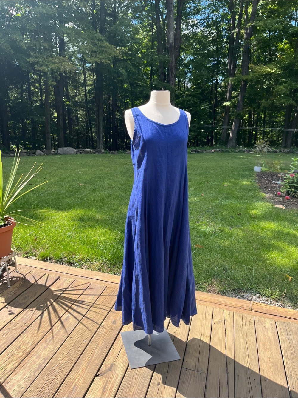 Eileen Fisher Navy Scoop-Neck Sleeveless Maxi Dress
